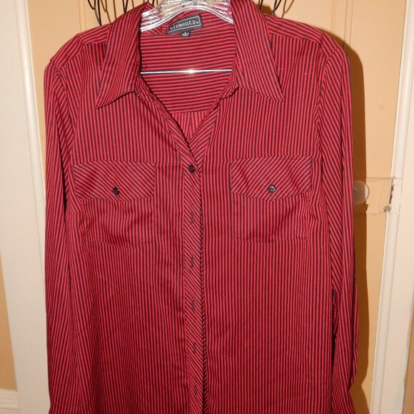 Ladies ELEMENTZ Button-Front Blouse - Shirt - Top  ~  L ~ Long Sleeve - Picture 1 of 7
